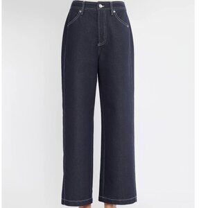 ASOBIO - Mid-Rise Wide Straight Jeans - Midlight Blue - XSmall